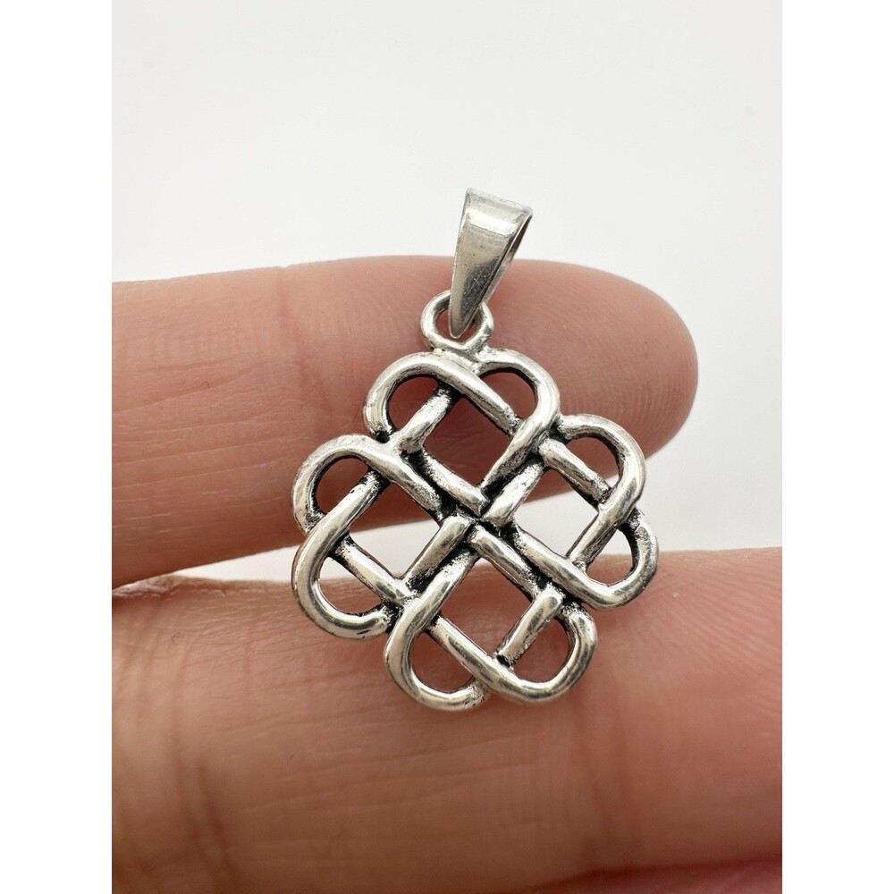 Sterling Silver Interlocking Hearts Celtic Love Knot Pendant